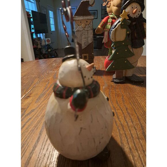 Holiday Living Snowman Figurine 11” Rustic Farmhouse Christmas Resin Shelf Decor - Picture 4 of 7